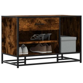 Banco zapatero madera de ingeniería roble ahumado 80x40x53,5 cm de , Bancos para recibidores y almacenamiento - Ref: Foro24-8...