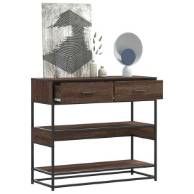 Mesa consola madera de ingeniería marrón roble 90x35x80 cm de , Mesas auxiliares - Ref: Foro24-849183, Precio: 87,06 €, Descu...
