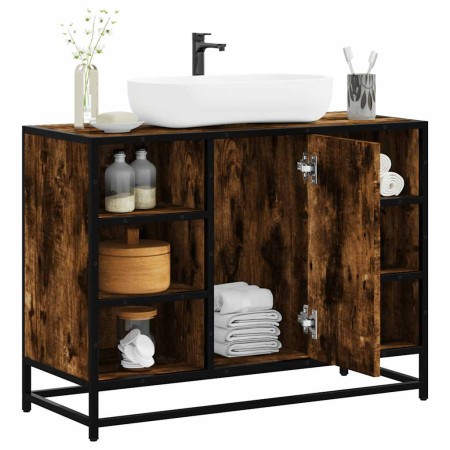 Armario lavabo baño madera ingeniería roble ahumado 80x33x60 cm de , Muebles de baño - Ref: Foro24-849291, Precio: 74,46 €, D...