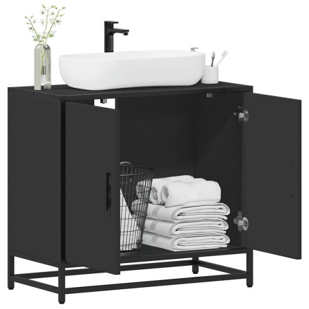 Mueble baño para lavabo madera ingeniería negro 65 x 33 x 60 cm de , Muebles de baño - Ref: Foro24-849264, Precio: 71,11 €, D...