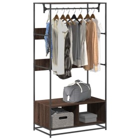 Armario de madera de ingeniería marrón roble 90x50x180 cm de , Organizadores de vestidores y perchas de barra - Ref: Foro24-8...