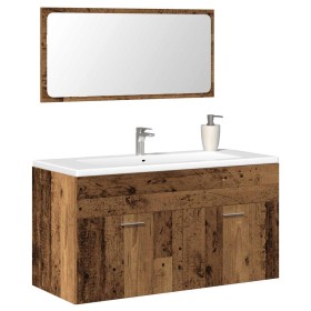 Mueble de baño con espejo de madera antigua madera ingeniería de , Muebles de baño - Ref: Foro24-856381, Precio: 93,90 €, Des...