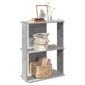 Librería de 3 niveles madera gris hormigón 60x30x80 cm de , Librerías y estanterías - Ref: Foro24-860259, Precio: 38,47 €, De...