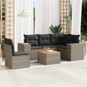 Set de muebles de jardín 6 pzas y cojines ratán sintético gris en Conjuntos de jardín | Comprar online en Foru.es