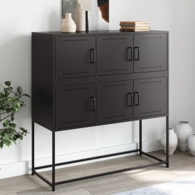 Aparador de acero laminado en frío negro 100,5x39x107 cm de , Aparadores - Ref: Foro24-846596, Precio: 105,40 €, Descuento: %