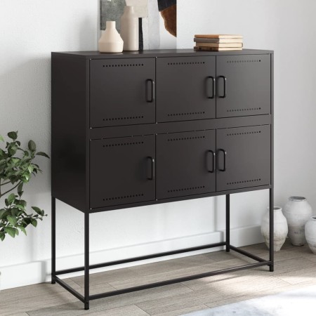Aparador de acero laminado en frío negro 100,5x39x107 cm de , Aparadores - Ref: Foro24-846596, Precio: 105,40 €, Descuento: %