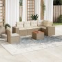 Set sofás de jardín 7 piezas y cojines ratán sintético beige en Conjuntos de jardín | Comprar online en Foru.es