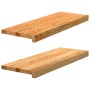 Peldaños de escalera 2 uds madera maciza roble marrón claro de , Alfombrillas para escalones - Ref: Foro24-3283790, Precio: 8...