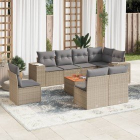 Set de sofás de jardín 9 pzas con cojines ratán sintético beige en Conjuntos de jardín | Comprar online en Foru.es