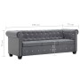 Sofá chesterfield de 3 plazas de terciopelo 199x75x72 cm gris en Sofás | Comprar online en Foru.es