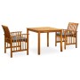 Set comedor de jardín 3 pzas y cojines madera maciza de acacia de vidaXL, Conjuntos de jardín - Ref: Foro24-3058084, Precio: ...