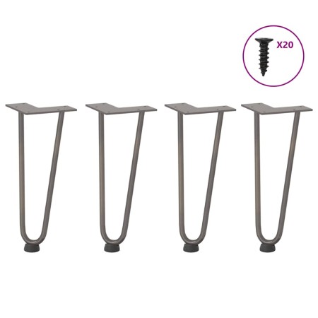 Patas mesa tipo horquilla 4 uds acero macizo acero natural 30cm de , Patas para mesas - Ref: Foro24-4012419, Precio: 39,19 €,...