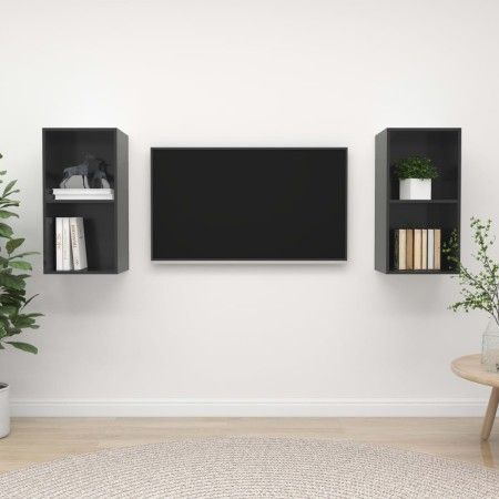 Muebles de salón de pared 2 pzas madera ingeniería gris brillo de vidaXL, Muebles TV - Ref: Foro24-3079852, Precio: 75,29 €, ...