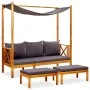 Banco de jardín con toldo y reposapiés madera de acacia maciza de vidaXL, Bancos de jardín - Ref: Foro24-3058009, Precio: 323...