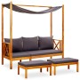 Banco de jardín con toldo y reposapiés madera de acacia maciza de vidaXL, Bancos de jardín - Ref: Foro24-3058009, Precio: 327...