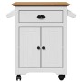 Carrito de cocina BODO blanco y marrón 72x45x80 cm de , Carros de cocina y comedor - Ref: Foro24-4016876, Precio: 141,12 €, D...