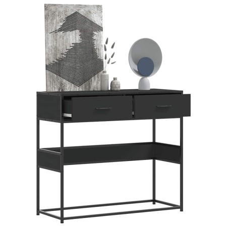 Mesa consola de madera contrachapada negro 90x35x80 cm de , Mesas auxiliares - Ref: Foro24-849174, Precio: 79,93 €, Descuento: %