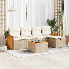 Juego de sofás jardín con cojines 6 pzas ratán sintético beige de , Conjuntos de jardín - Ref: Foro24-3326020, Precio: 412,43...