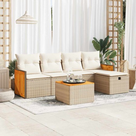 Juego de sofás jardín con cojines 6 pzas ratán sintético beige de , Conjuntos de jardín - Ref: Foro24-3326020, Precio: 412,43...