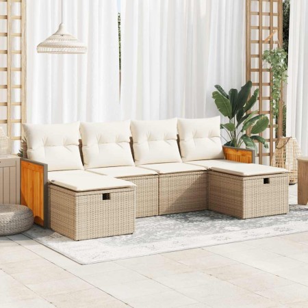 Juego de sofás jardín con cojines 6 pzas ratán sintético beige de , Conjuntos de jardín - Ref: Foro24-3326055, Precio: 426,88...