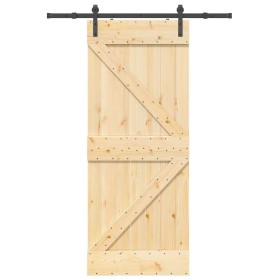 Puerta corredera con herrajes madera maciza de pino 85x210 cm de , Puertas - Ref: Foro24-3332605, Precio: 190,07 €, Descuento: %