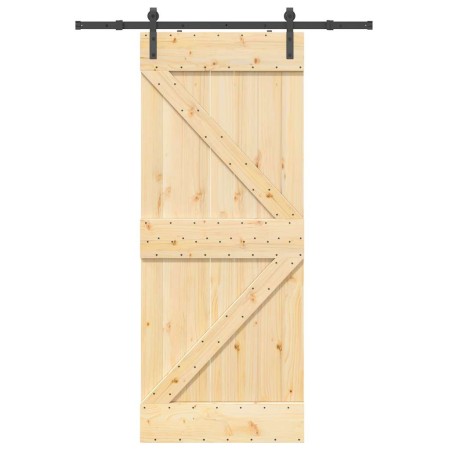 Puerta corredera con herrajes madera maciza de pino 85x210 cm de , Puertas - Ref: Foro24-3332605, Precio: 190,07 €, Descuento: %