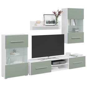 Muebles para TV 5 piezas con iluminación LED verde oliva de , Muebles TV - Ref: Foro24-3324232, Precio: 320,40 €, Descuento: %