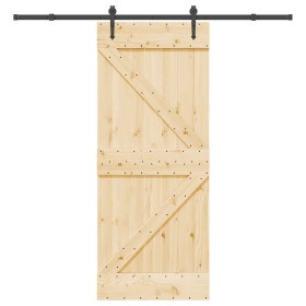 Puerta corredera con herrajes madera maciza de pino 85x210 cm de , Puertas - Ref: Foro24-3332647, Precio: 187,74 €, Descuento: %