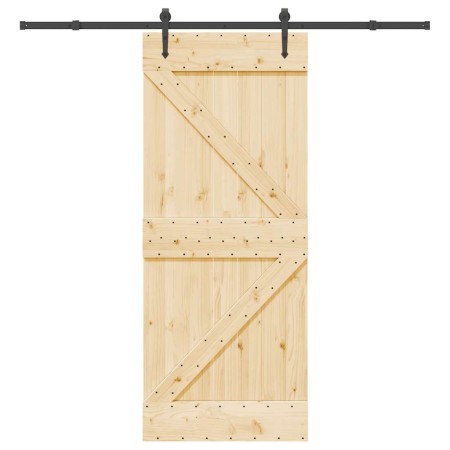Puerta corredera con herrajes madera maciza de pino 85x210 cm de , Puertas - Ref: Foro24-3332647, Precio: 187,74 €, Descuento: %