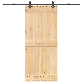 Puerta corredera con herrajes madera maciza de pino 90x210 cm de , Puertas - Ref: Foro24-3332685, Precio: 201,34 €, Descuento: %