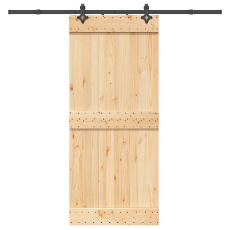 Puerta corredera con herrajes madera maciza de pino 90x210 cm de , Puertas - Ref: Foro24-3332685, Precio: 201,34 €, Descuento: %
