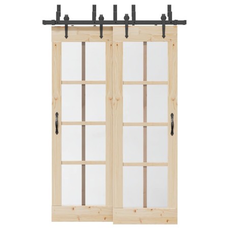 Kit de herrajes para puertas correderas acero negro 152,5 cm de , Artículos para puertas - Ref: Foro24-3295725, Precio: 124,7...