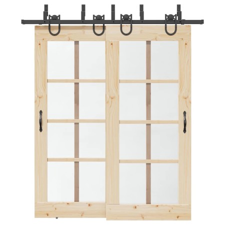 Kit de herrajes para puertas correderas acero negro 200 cm de , Artículos para puertas - Ref: Foro24-3295738, Precio: 106,43 ...