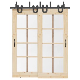 Kit de herrajes para puertas correderas acero negro 183 cm de , Artículos para puertas - Ref: Foro24-3295733, Precio: 123,75 ...