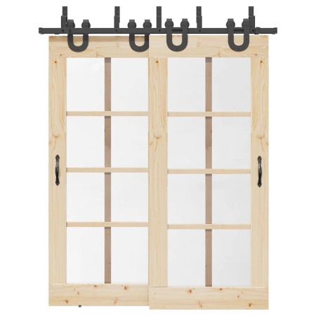 Kit de herrajes para puertas correderas acero negro 183 cm de , Artículos para puertas - Ref: Foro24-3295733, Precio: 123,75 ...