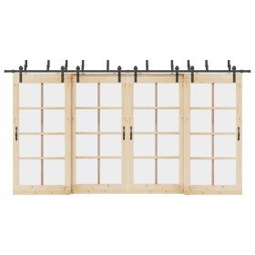 Kit de herrajes para puertas correderas acero negro 427 cm de , Artículos para puertas - Ref: Foro24-3295744, Precio: 291,14 ...
