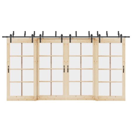 Kit de herrajes para puertas correderas acero negro 427 cm de , Artículos para puertas - Ref: Foro24-3295744, Precio: 291,14 ...