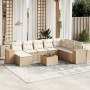 Set de sofás de jardín 9 pzas con cojines ratán sintético beige en Conjuntos de jardín | Comprar online en Foru.es
