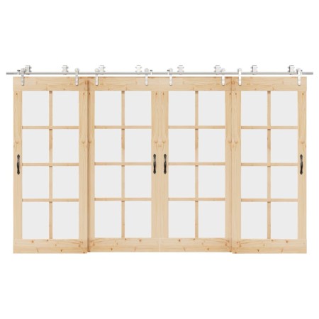 Kit de herrajes para puerta corredera 366 cm acero plateado de , Artículos para puertas - Ref: Foro24-3295773, Precio: 412,09...