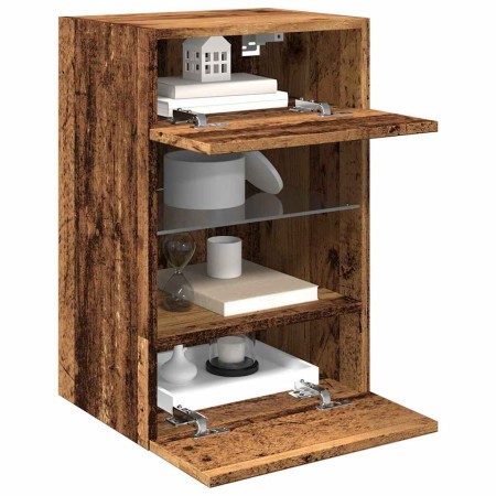 Muebles de TV pared con luces LED 2 uds envejecida 40x30x60,5cm de , Muebles TV - Ref: Foro24-857680, Precio: 88,25 €, Descue...
