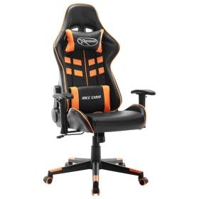 Silla de gaming de cuero sintético negro y naranja de vidaXL, Sillones para videojuegos - Ref: Foro24-20508, Precio: 157,02 €...