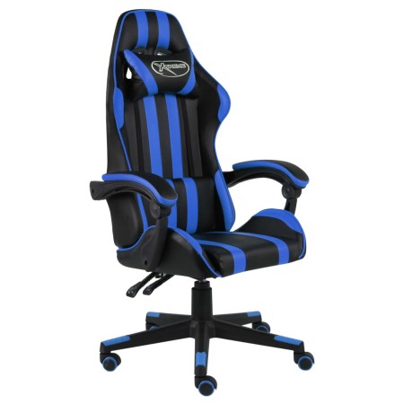 Silla gaming de cuero sintético negro y azul de vidaXL, Sillas de oficina - Ref: Foro24-20518, Precio: 136,38 €, Descuento: %