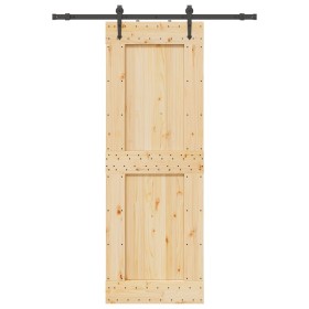 Puerta corredera con herrajes madera maciza de pino 80x210 cm de , Puertas - Ref: Foro24-3332737, Precio: 185,74 €, Descuento: %