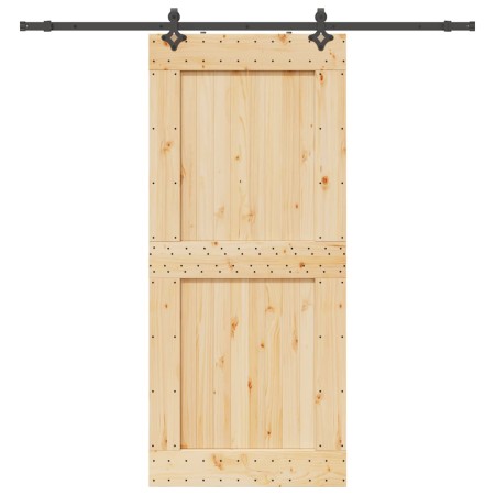 Puerta corredera con herrajes madera maciza de pino 100x210 cm de , Puertas - Ref: Foro24-3332735, Precio: 231,19 €, Descuent...