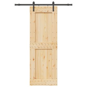 Puerta corredera con herrajes madera maciza de pino 85x210 cm de , Puertas - Ref: Foro24-3332702, Precio: 189,10 €, Descuento: %