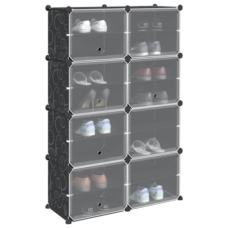 Estantería de cubos con 8 compartimentos y puertas PP negro de , Zapateros y organizadores de calzado - Ref: Foro24-4019579, ...