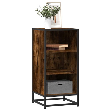 Aparador madera ingeniería y metal roble ahumado 35,5x35x76 cm de , Aparadores - Ref: Foro24-848951, Precio: 52,18 €, Descuen...