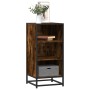 Aparador madera ingeniería y metal roble ahumado 35,5x35x76 cm de , Aparadores - Ref: Foro24-848951, Precio: 52,18 €, Descuen...