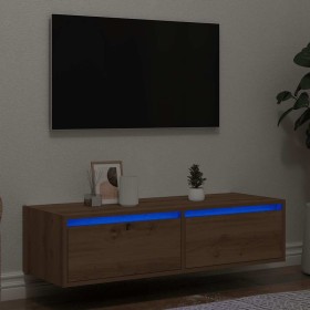 Mueble de TV con luces LED roble artisan 100X35,5x25 cm de , Muebles TV - Ref: Foro24-860246, Precio: 87,48 €, Descuento: %