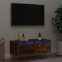 Mueble de TV con luces LED roble ahumado 75x35,5x25 cm de , Muebles TV - Ref: Foro24-860233, Precio: 71,62 €, Descuento: %